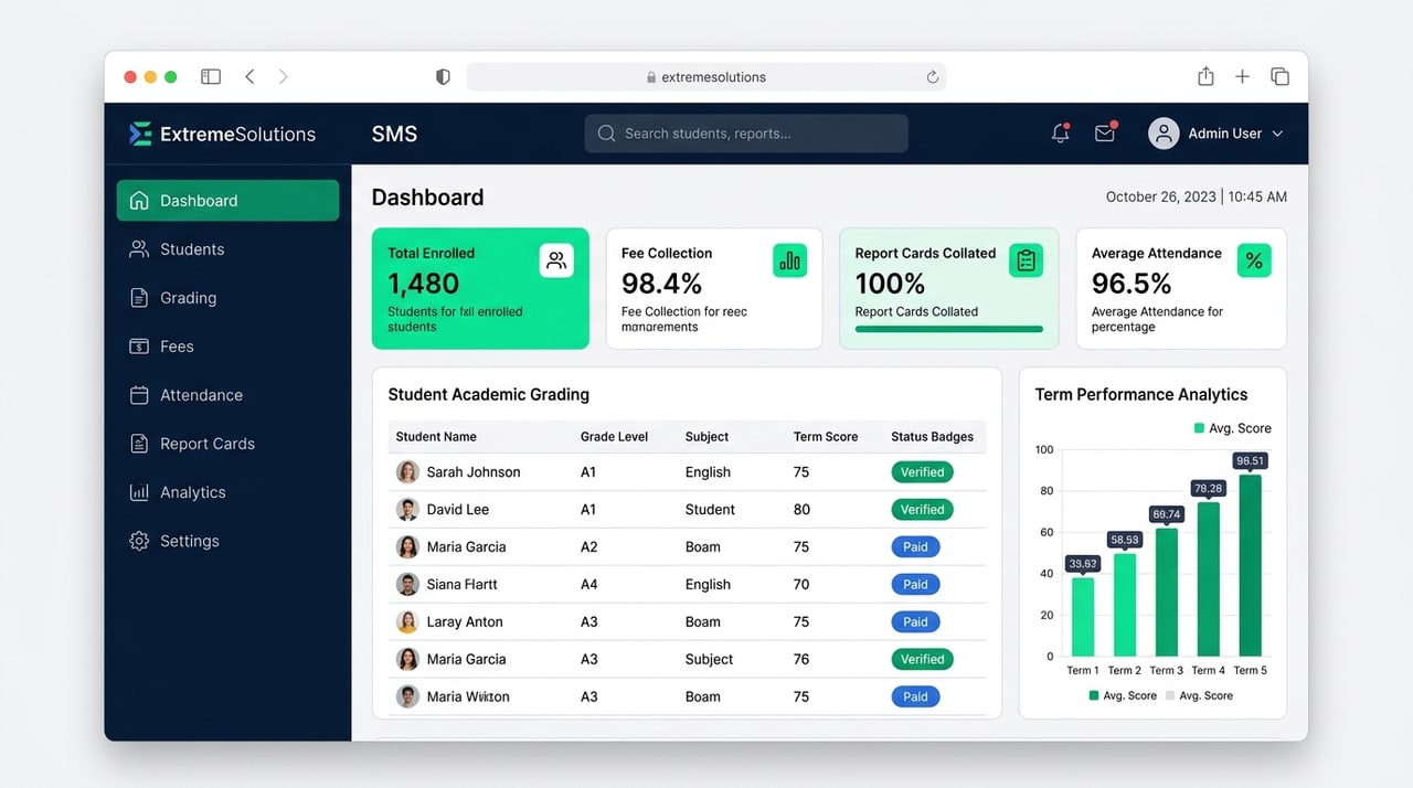 School Management System Dashboard Preview